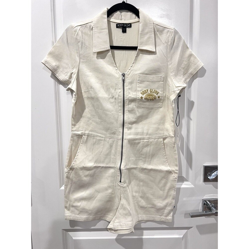 Body Glove Radiant Coveralls in Cream Women Size Medium Romper Zip NWT